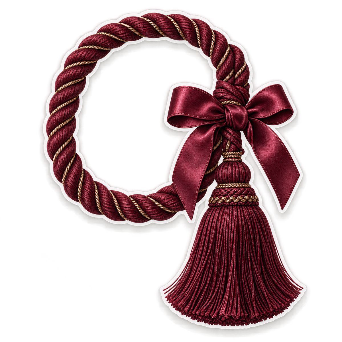 Burgundy Tassel Rope Bow Art Vinyl Decal Stickers