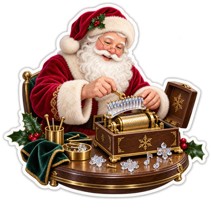 Santa Tuning Crystal Music Box Art Vinyl Decal Stickers