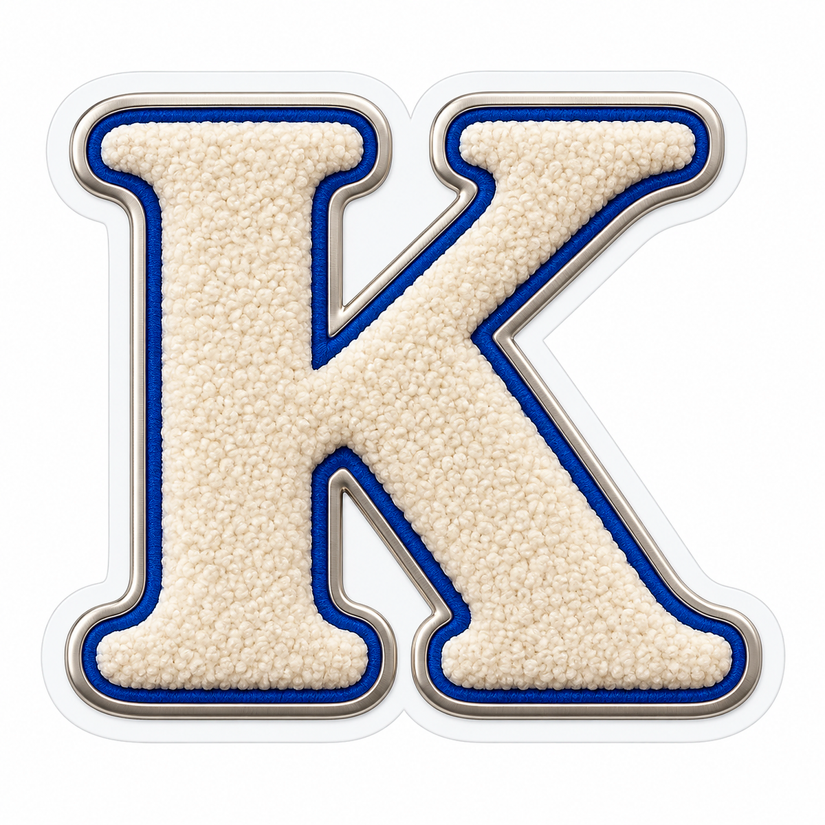 Cream Loop Texture Blue Trim Letter K Vinyl Decal Stickers