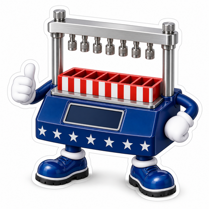 Patriotic Tray Mascot with Overhead Rail Vinyl Decal Stickers