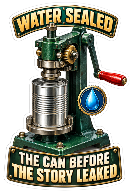 Green Hand Crank Can Seamer With Silver Tin Art Vinyl Decal Stickers