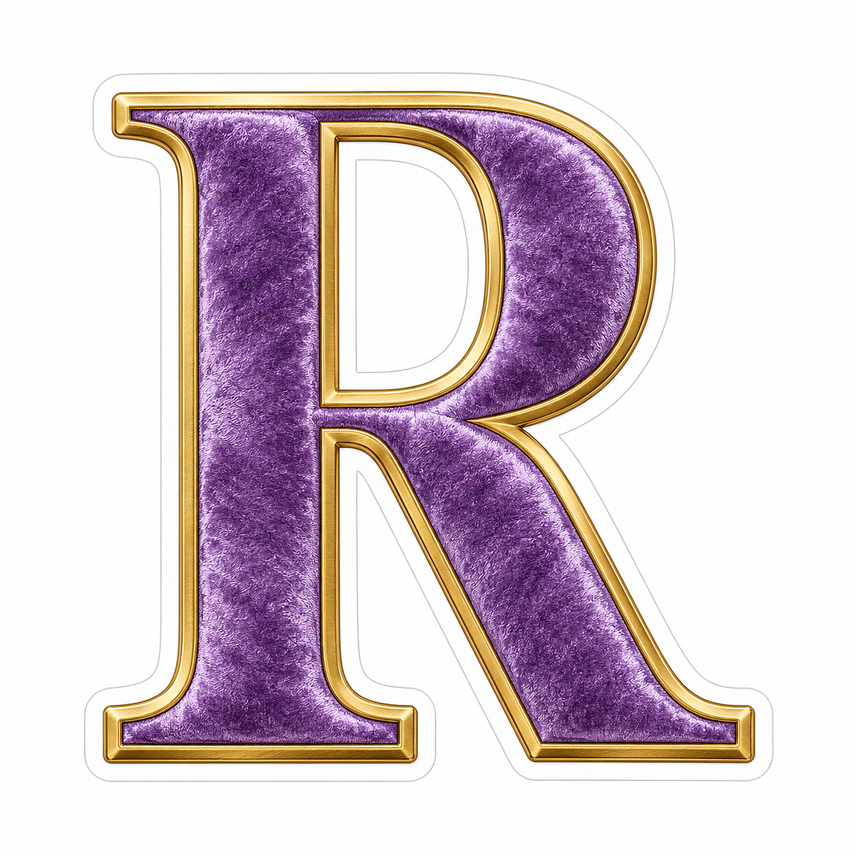 Purple Velvet Gold Border Letter R Art Vinyl Decal Stickers