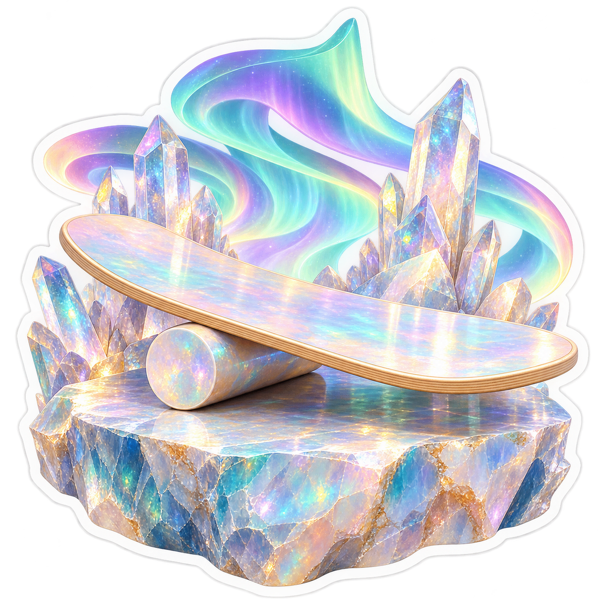 Iridescent Balance Board among Opal Crystals Vinyl Decal Stickers