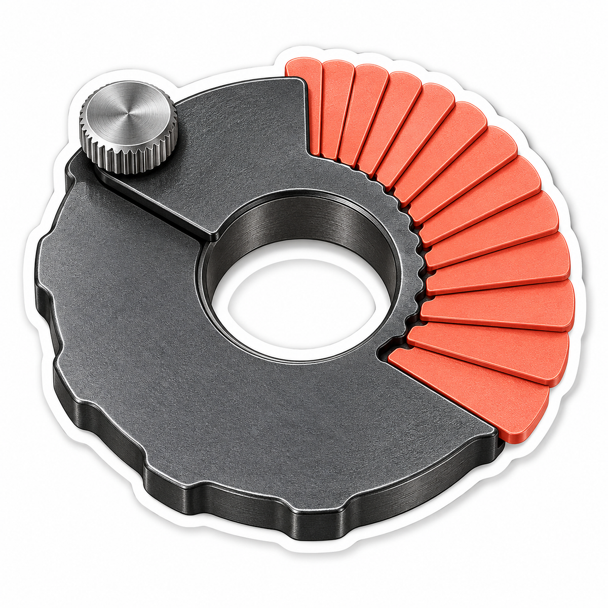 Black Circular Gauge with Coral Folding Blades Vinyl Decal Stickers