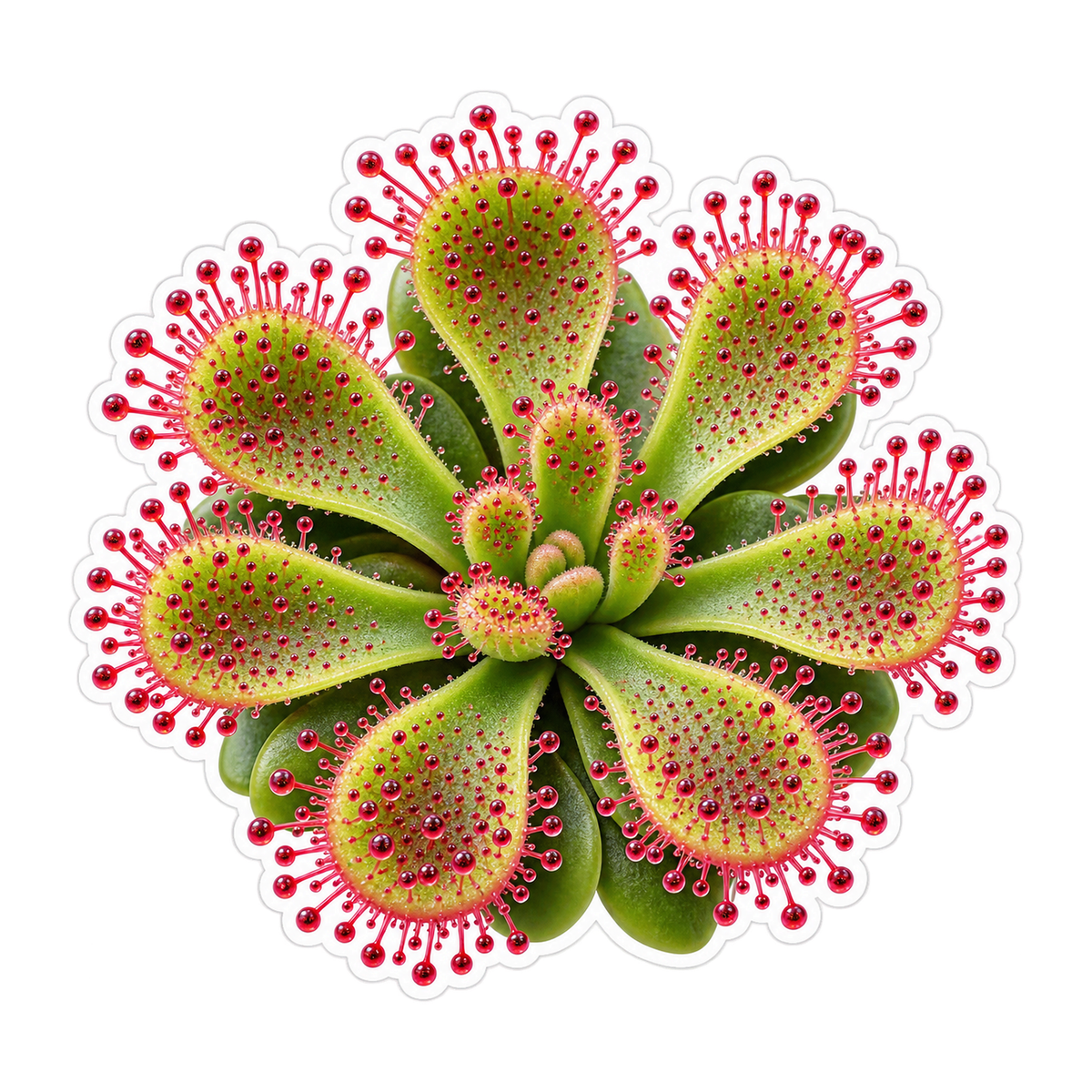 Green Sundew Rosette with Red Droplets Vinyl Decal Stickers