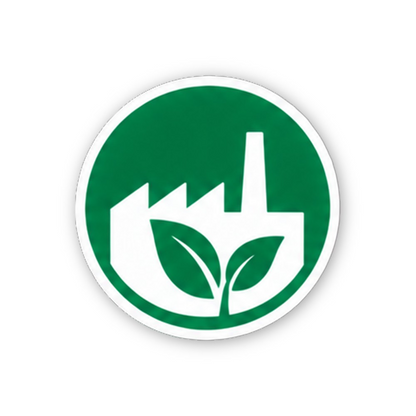 Green White Factory and Two Leaves Circle Vinyl Decal Stickers