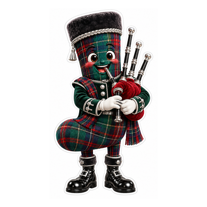 Tartan Stocking Character Playing Bagpipes Vinyl Decal Stickers