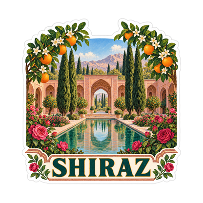 Shiraz Orange Garden Courtyard Art Vinyl Decal Stickers