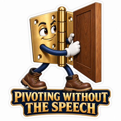 Gold Hinge Character Holding Wooden Door Vinyl Decal Stickers