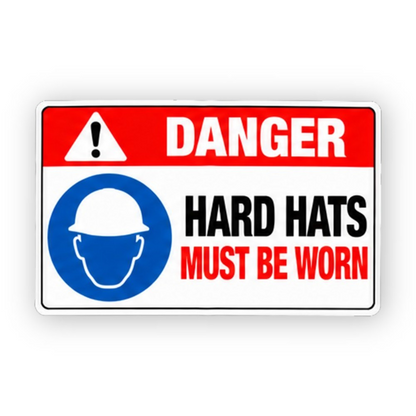 Red Must Be Worn Blue Hardhat Panel Vinyl Decal Stickers