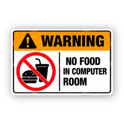 Orange Computer Room Crossed Food Panel Vinyl Decal Stickers