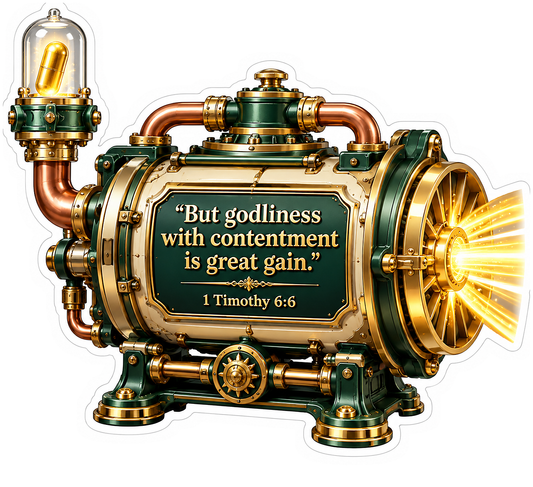 Green Gold Engine Contentment Bible Verse Art Vinyl Decal Stickers