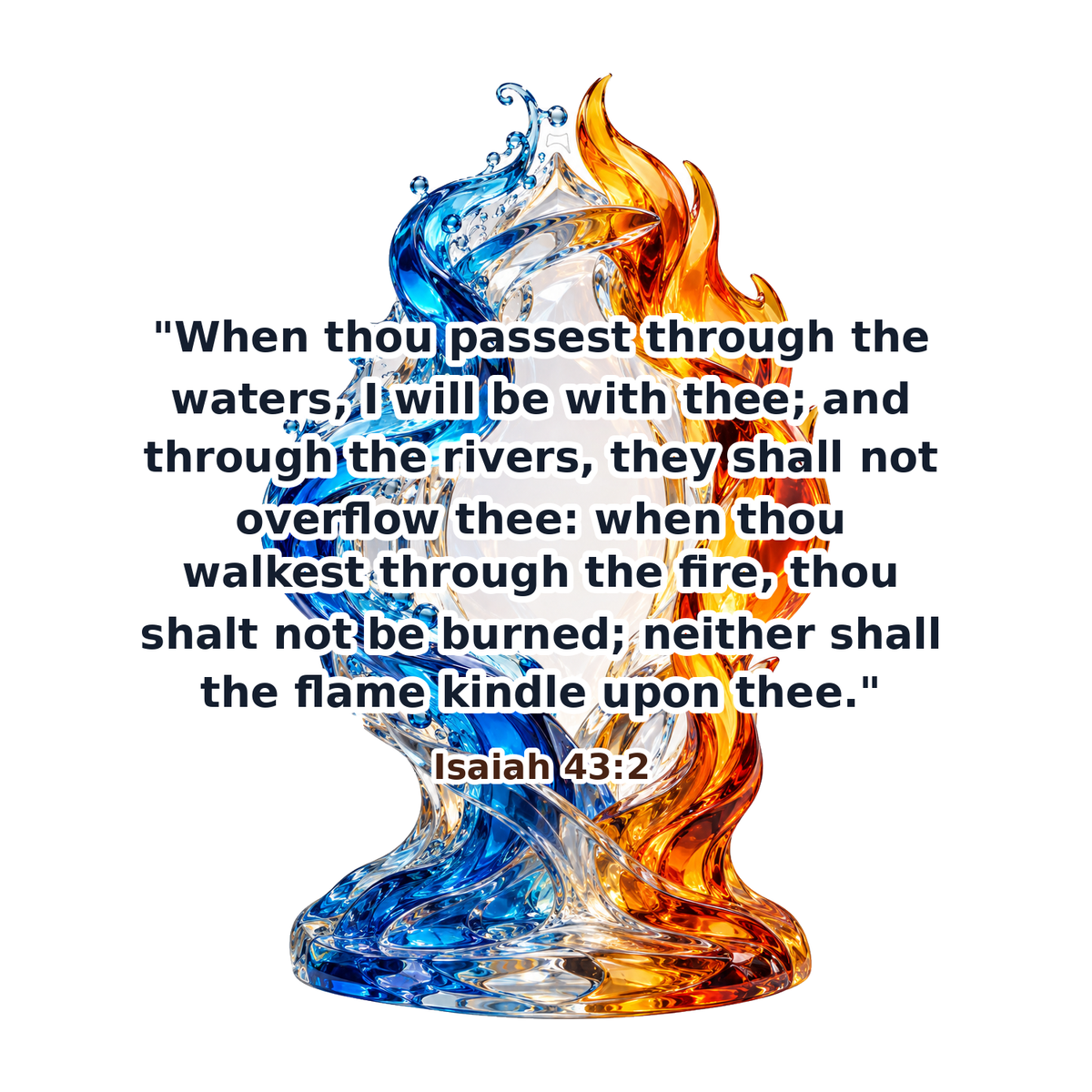 Blue Water and Orange Flame Glass with Verse Vinyl Decal Stickers