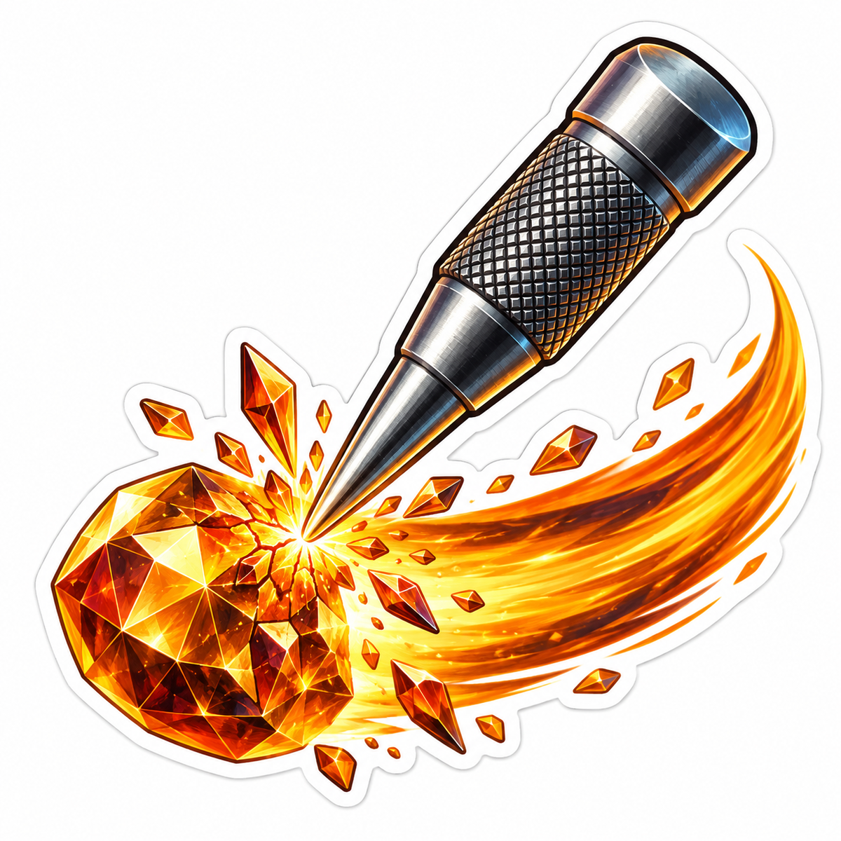Steel Center Punch with Golden Comet Art Vinyl Decal Stickers