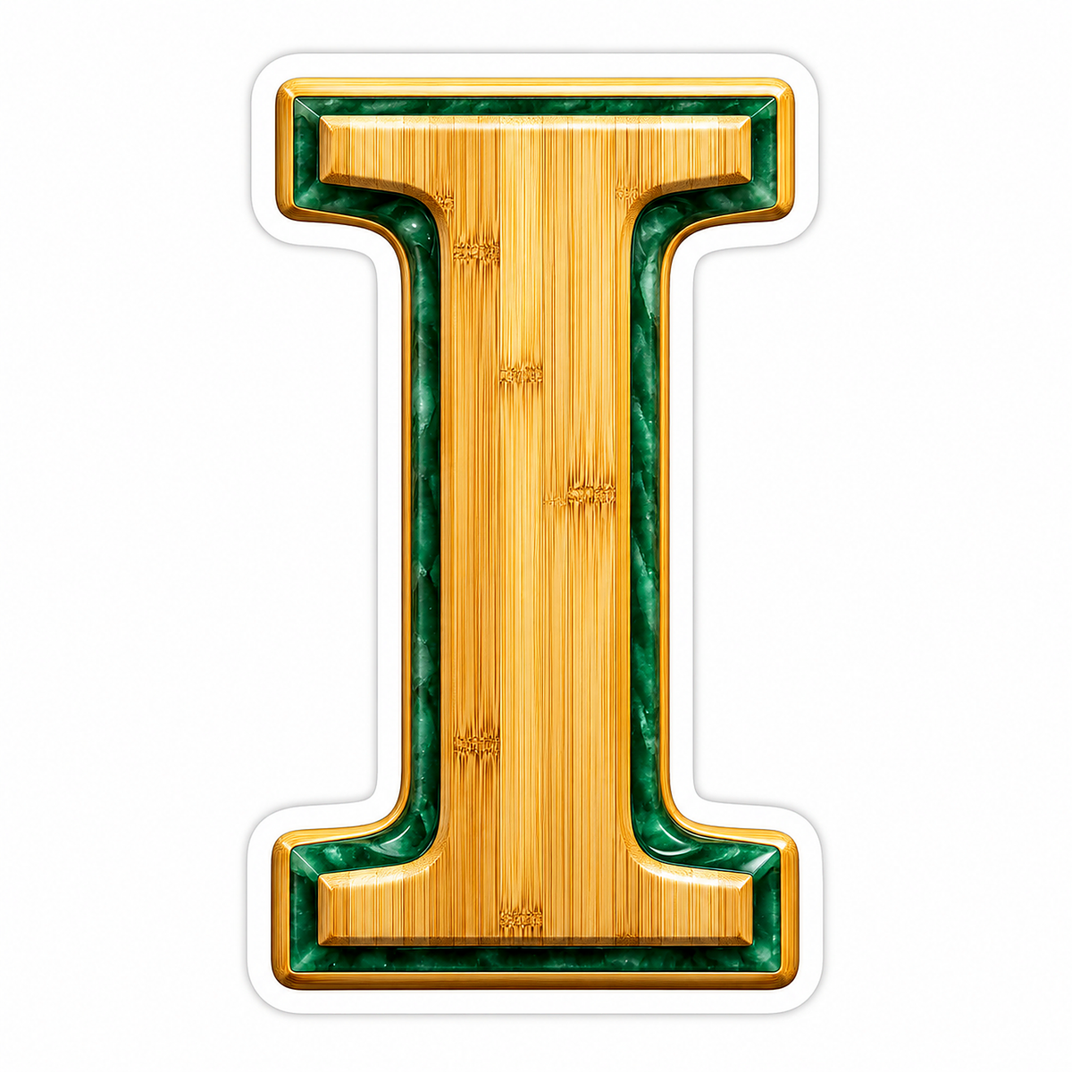 Bamboo Grain Jade Border Letter I Vinyl Decal Stickers