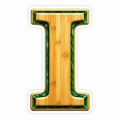 Bamboo Grain Jade Border Letter I Vinyl Decal Stickers