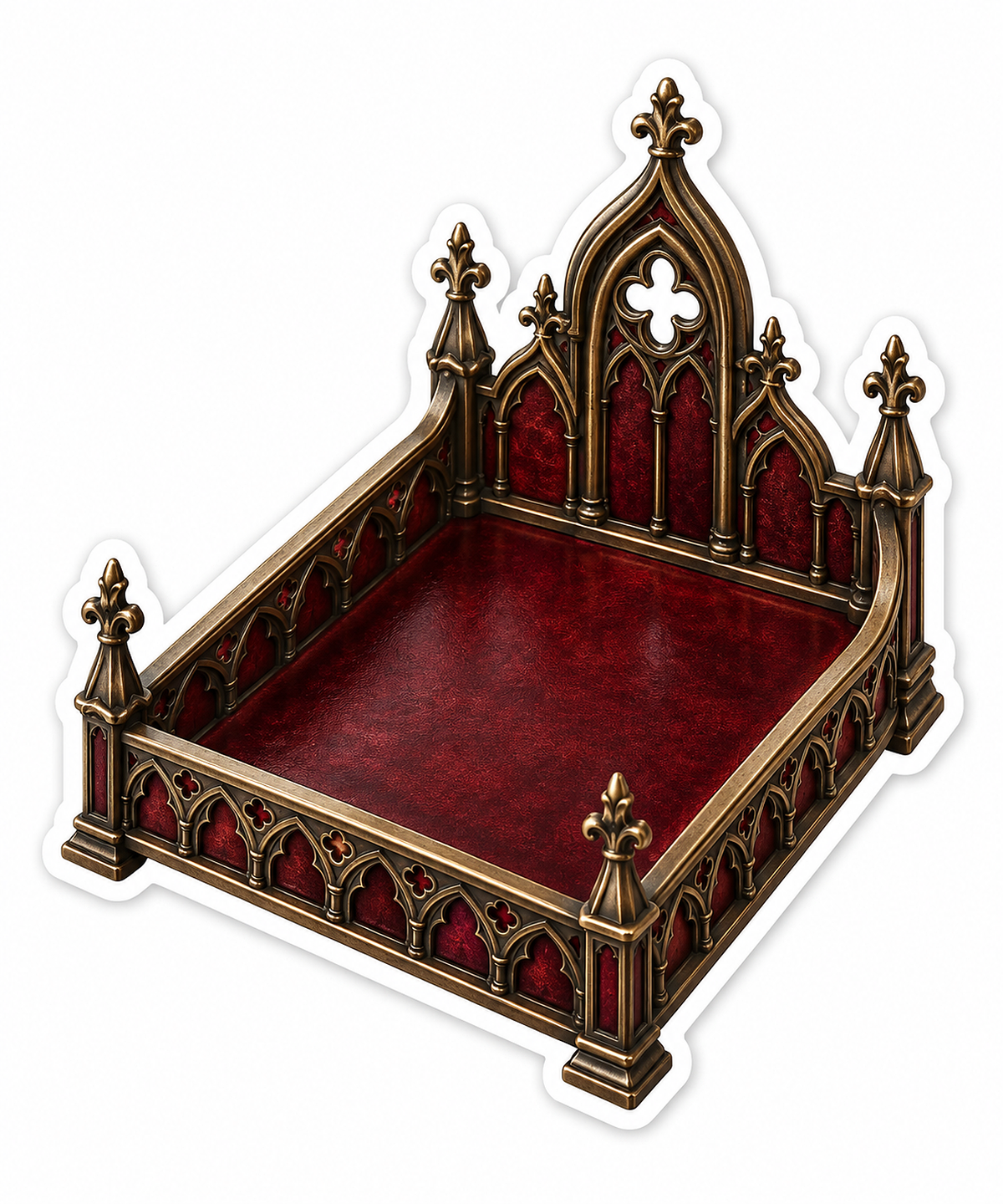 Red Velvet Tray with Ornate Golden Rails Vinyl Decal Stickers