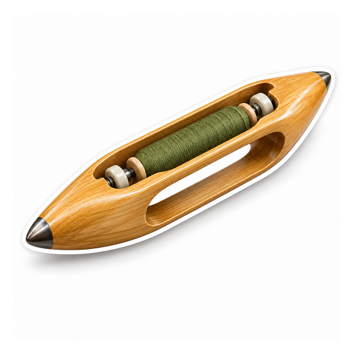 Open Wood Shuttle Green Bobbin Art Vinyl Decal Stickers