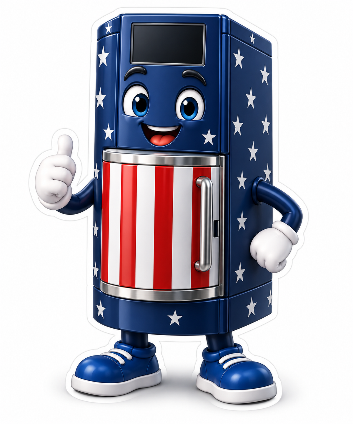 Patriotic Curved Striped Door Mascot Vinyl Decal Stickers