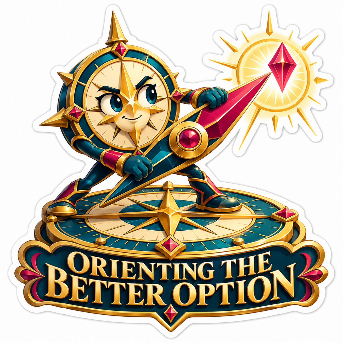 Golden Compass Character Pointing a Red Needle Vinyl Decal Stickers