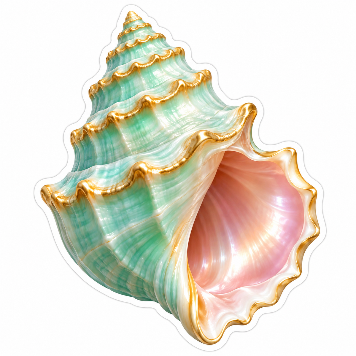 Mint Pearl Seashell with Pink Interior Vinyl Decal Stickers