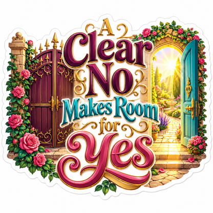 Rose Garden Gates and Clear No Quote Vinyl Decal Stickers