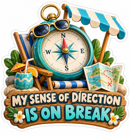 Direction on Break Beach Chair Compass Art Vinyl Decal Stickers