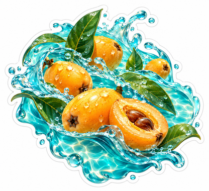 Golden Loquat Fruit Turquoise Water Splash Vinyl Decal Stickers
