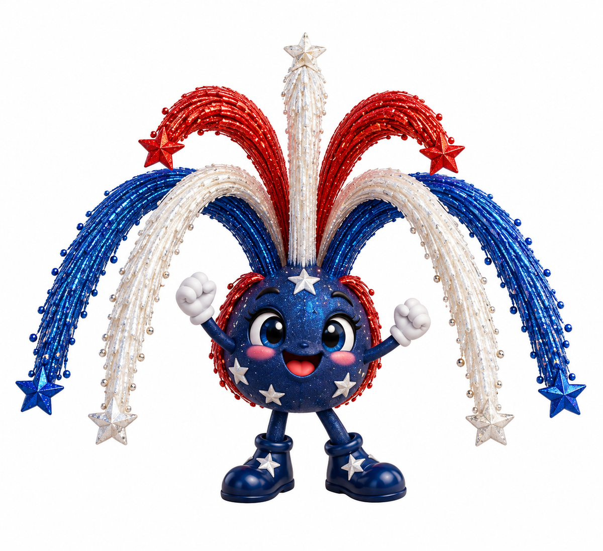 Red White Blue Fountain Firework Character Art Vinyl Decal Stickers