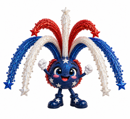 Red White Blue Fountain Firework Character Art Vinyl Decal Stickers