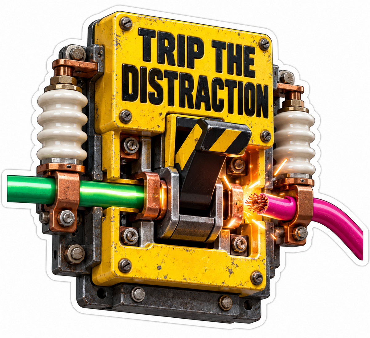 Yellow Switch and Wires Art Vinyl Decal Stickers
