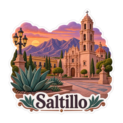 Saltillo Desert Plaza Sunset Art Vinyl Decal Stickers