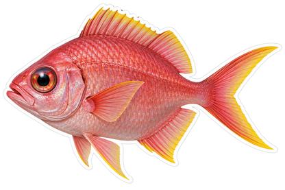 Rose Pink Fish with Yellow Fin Edges Art Vinyl Decal Stickers