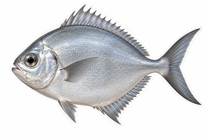 Silver Oval Fish Sharp Dorsal Spines Art Vinyl Decal Stickers
