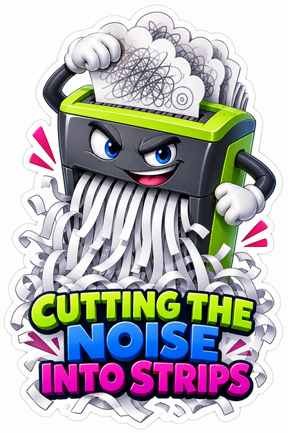 Gray Green Shredder Mascot Cutting Scribbles Vinyl Decal Stickers