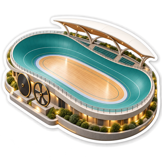 Teal Oval Cycling Track With Canopy Art Vinyl Decal Stickers