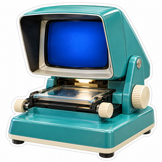 Teal Desktop Viewer with Blue Screen Vinyl Decal Stickers