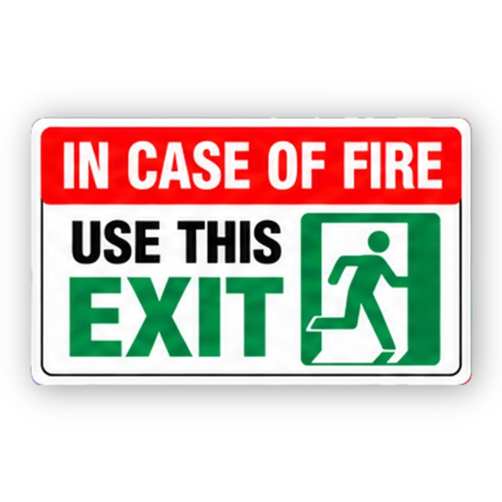 Red Green Fire Exit Running Door Panel Vinyl Decal Stickers