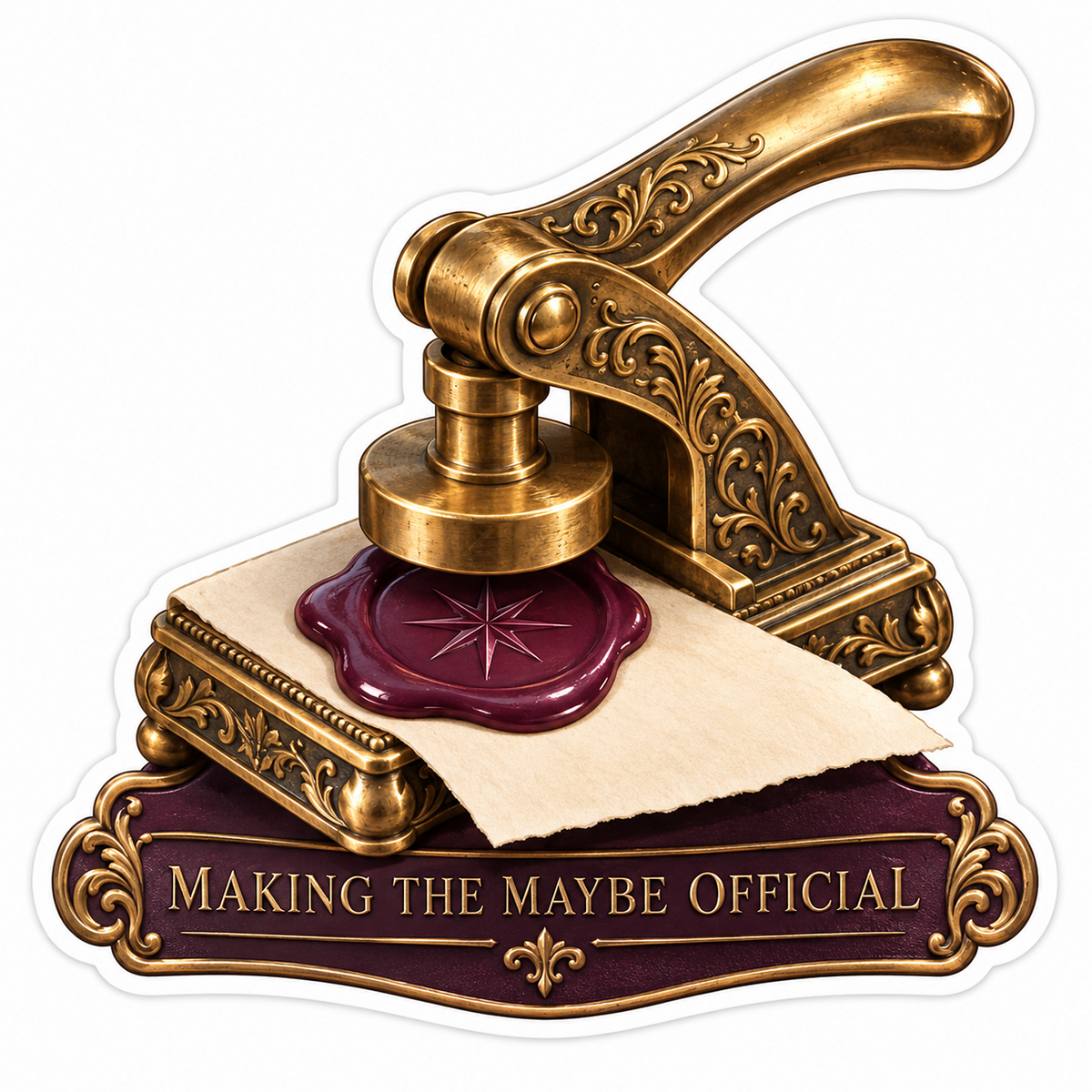 Ornate Golden Wax Seal Press Artwork Vinyl Decal Stickers