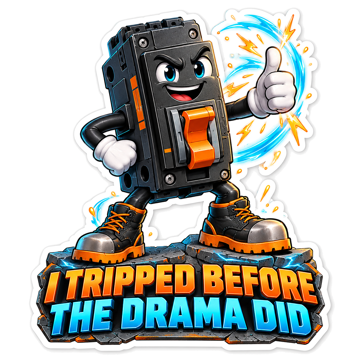 Black Circuit Breaker Character with Sparks Vinyl Decal Stickers