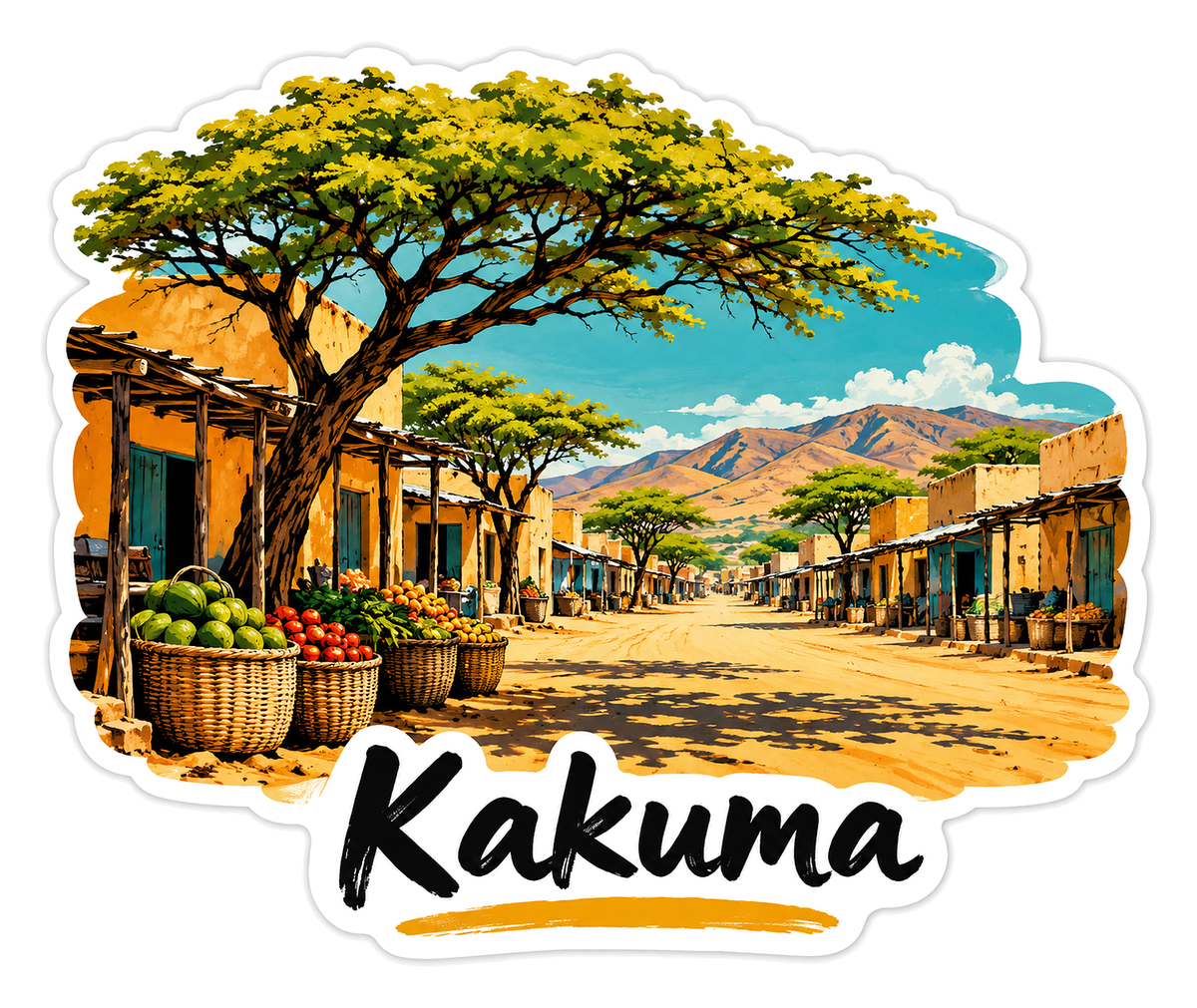 Kakuma Acacia Market Travel Art Vinyl Decal Stickers