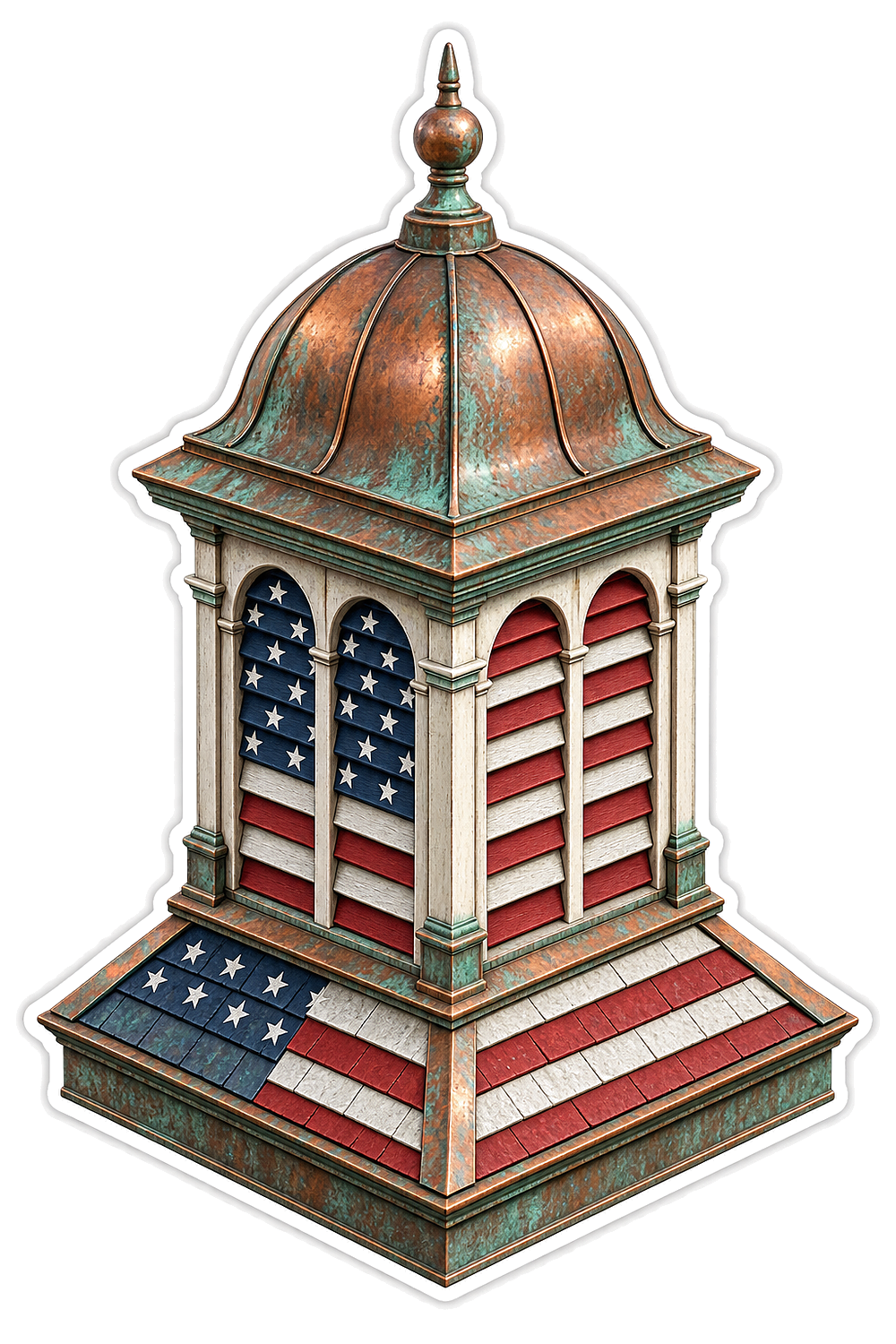 US Flag Copper Roof Cupola Art Vinyl Decal Stickers