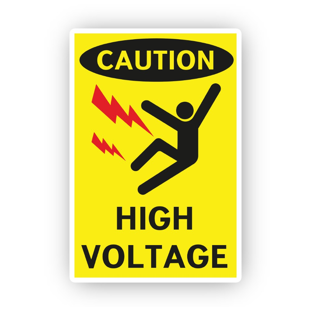Yellow Caution Figure Red Bolts Portrait Vinyl Decal Stickers