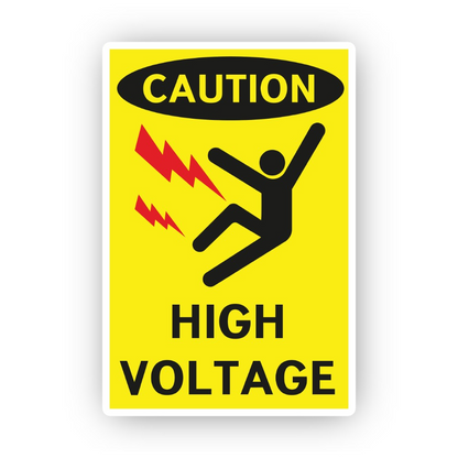 Yellow Caution Figure Red Bolts Portrait Vinyl Decal Stickers