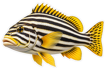 Black White Ribbon Fish with Yellow Fins Vinyl Decal Stickers