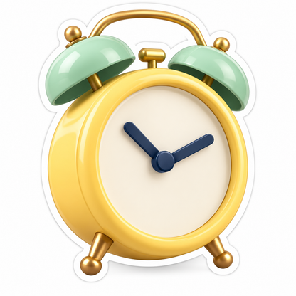 Yellow Alarm Clock With Mint Twin Bells Art Vinyl Decal Stickers