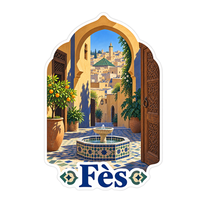 Fes Courtyard Mosaic Fountain Art Vinyl Decal Stickers