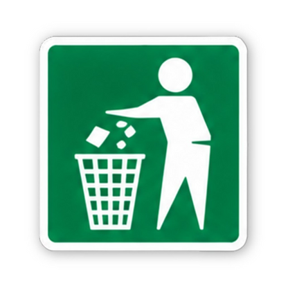 Green White Figure Wastebasket Square Vinyl Decal Stickers