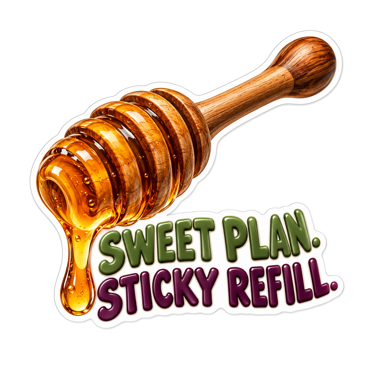 Honey Dipper with Sweet Plan Sticky Refill Text Vinyl Decal Stickers