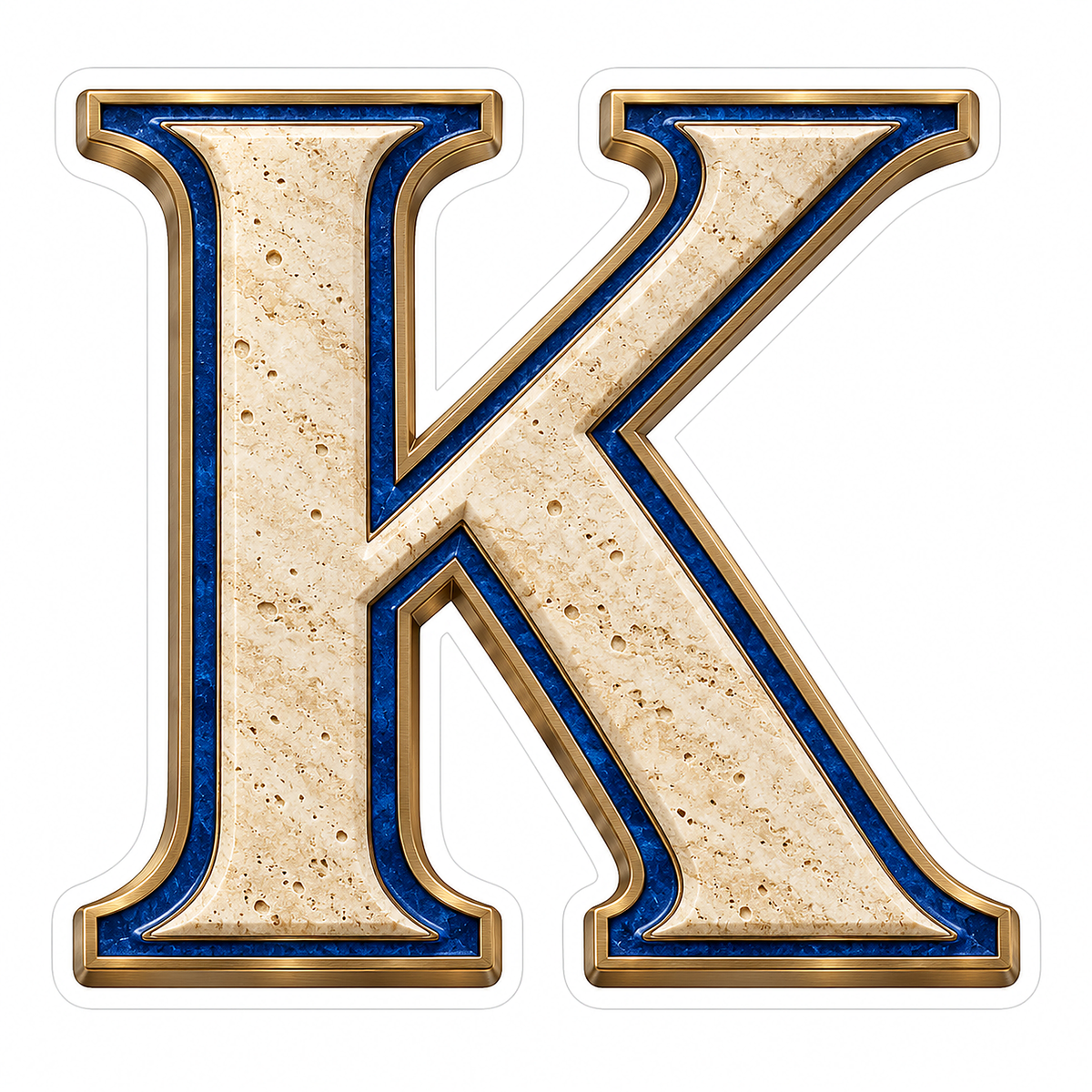 Cream Stone Blue Inlay Letter K Art Vinyl Decal Stickers